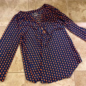 Mud Pie Orange and Blue Flowy Blouse